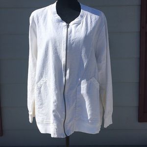 CLEARANCE SALE! 
Linen/Rayon Bomber Jacket White